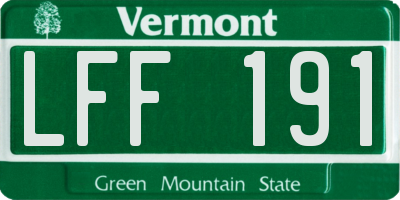VT license plate LFF191