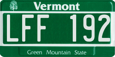 VT license plate LFF192