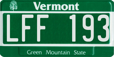 VT license plate LFF193