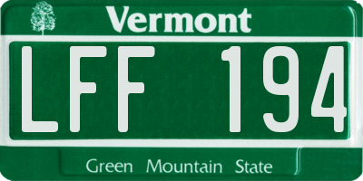 VT license plate LFF194