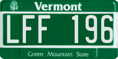 VT license plate LFF196