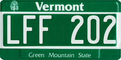 VT license plate LFF202
