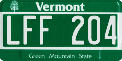 VT license plate LFF204