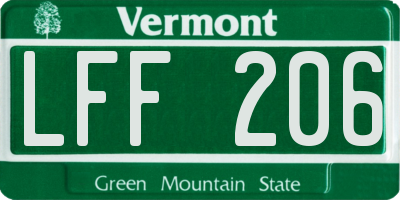 VT license plate LFF206