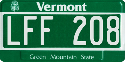 VT license plate LFF208
