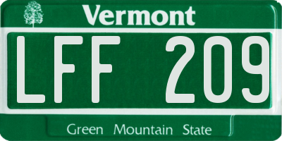 VT license plate LFF209