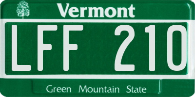 VT license plate LFF210