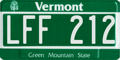 VT license plate LFF212