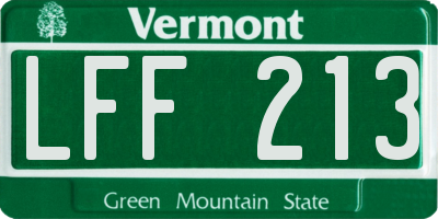 VT license plate LFF213