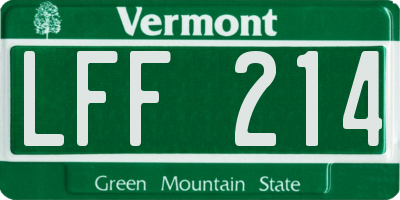 VT license plate LFF214