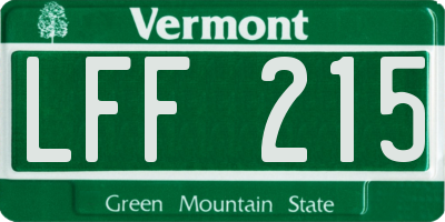 VT license plate LFF215