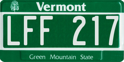 VT license plate LFF217