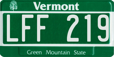 VT license plate LFF219