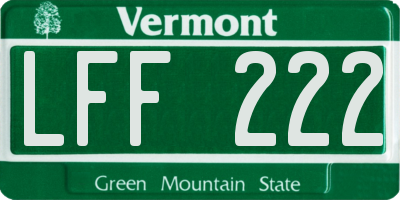 VT license plate LFF222