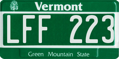 VT license plate LFF223