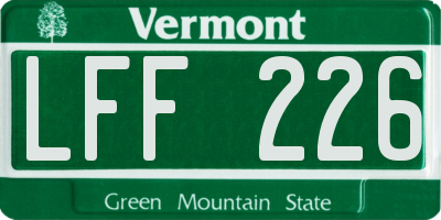 VT license plate LFF226