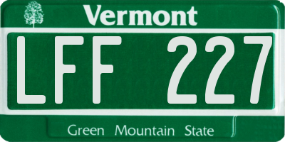 VT license plate LFF227