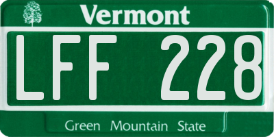 VT license plate LFF228