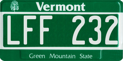 VT license plate LFF232