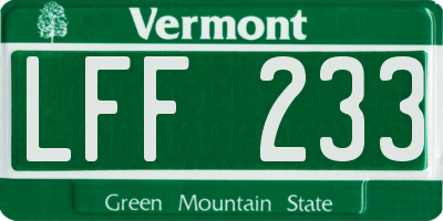 VT license plate LFF233