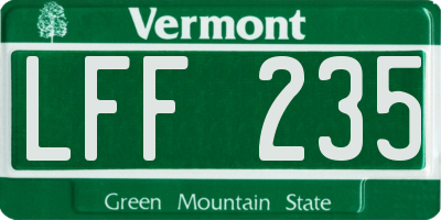 VT license plate LFF235