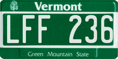 VT license plate LFF236