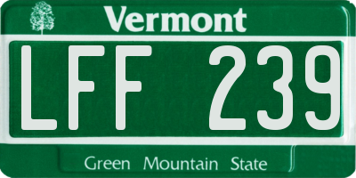 VT license plate LFF239