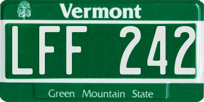 VT license plate LFF242