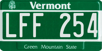 VT license plate LFF254