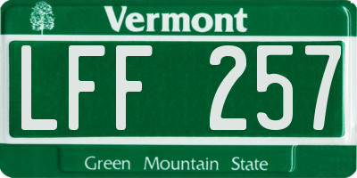 VT license plate LFF257