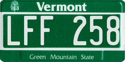 VT license plate LFF258