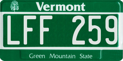 VT license plate LFF259