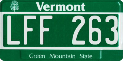 VT license plate LFF263