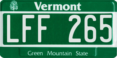 VT license plate LFF265