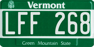 VT license plate LFF268