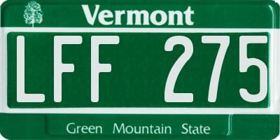 VT license plate LFF275