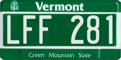 VT license plate LFF281