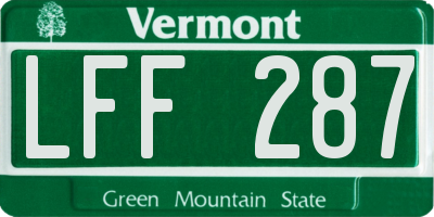 VT license plate LFF287