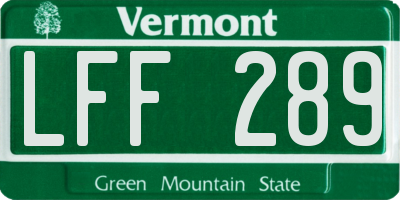 VT license plate LFF289