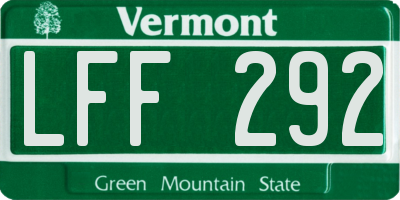 VT license plate LFF292