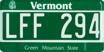 VT license plate LFF294