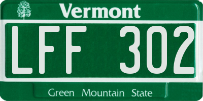 VT license plate LFF302