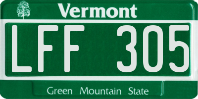 VT license plate LFF305