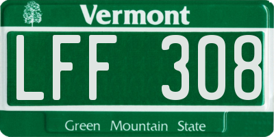 VT license plate LFF308