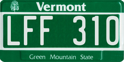 VT license plate LFF310
