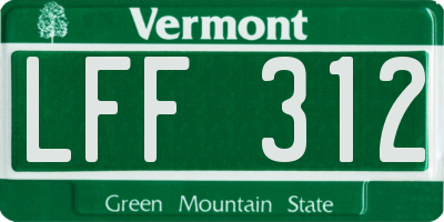 VT license plate LFF312