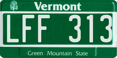 VT license plate LFF313