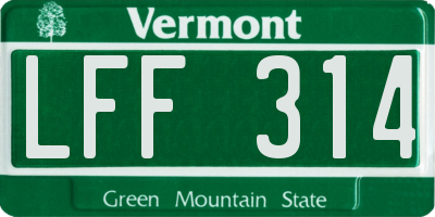 VT license plate LFF314