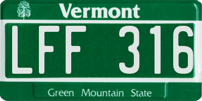 VT license plate LFF316
