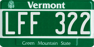 VT license plate LFF322